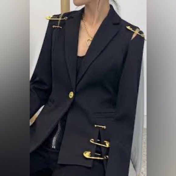 Black Blazer with Gold Accents - Picture 2 of 10